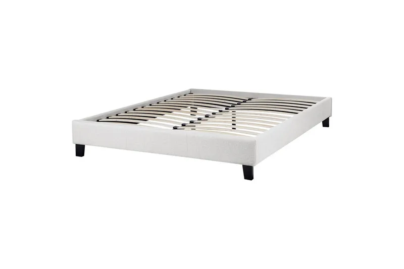 Dubbelsäng Beliani Roanne med lamellram Beige-Mörkt Trä, 140x200 cm, Bouclé Grey 140x200 VALUE_MISSING_5 - Huonekalut - Sänky - Runkopatjasängyt