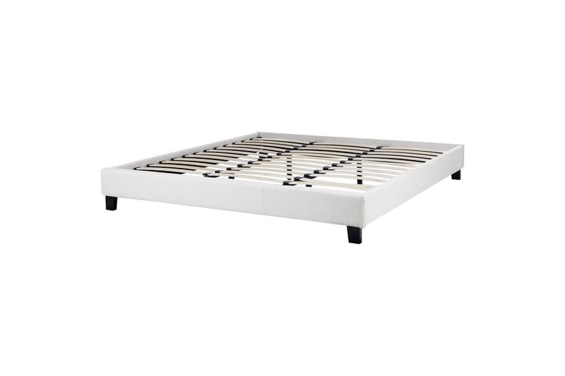 Dubbelsäng Beliani Roanne med lamellram Beige-Mörkt Trä, 140x200 cm, Bouclé Grey 180x200 VALUE_MISSING_3 - Huonekalut - Sänky - Runkopatjasängyt