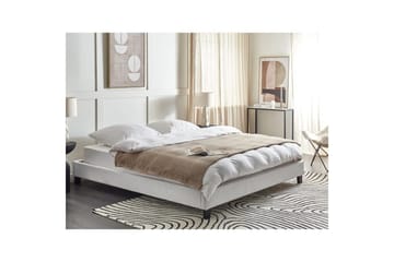 Dubbelsäng Beliani Roanne med lamellram Beige-Mörkt Trä, 140x200 cm, Bouclé Grey 180x200 VALUE_MISSING_3 - Huonekalut - Sänky - Runkopatjasängyt