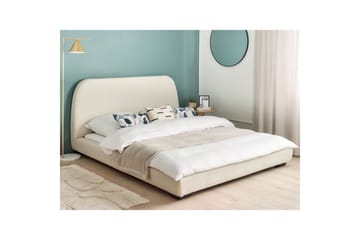 Dubbelsäng Beliani Roisel med lamellram 160x200, Bouclé Beige 160x200 VALUE_MISSING_3 - Huonekalut - Sänky - Runkopatjasängyt