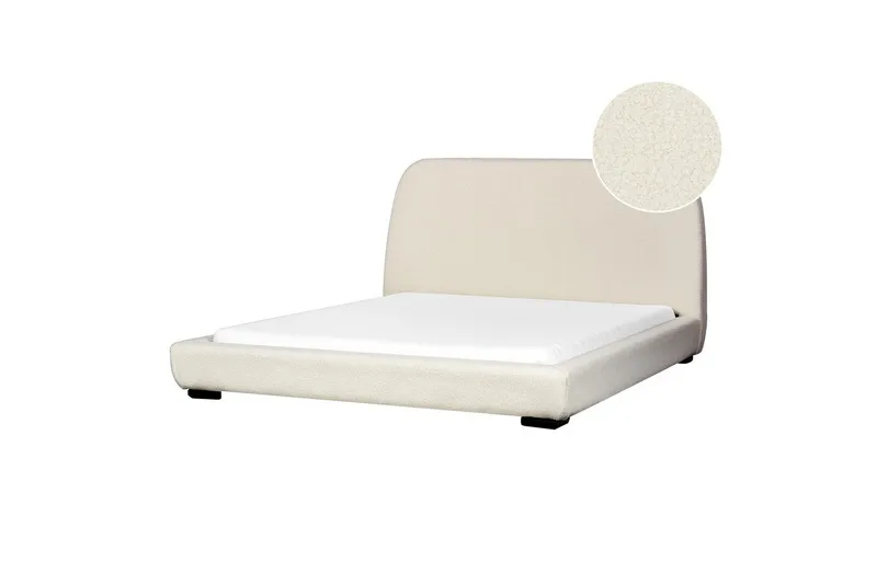 Dubbelsäng Beliani Roisel med lamellram 160x200, Bouclé Beige 160x200 VALUE_MISSING_4, undefined