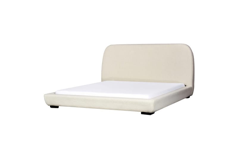 Dubbelsäng Beliani Roisel med lamellram 160x200, Bouclé Beige 180x200 VALUE_MISSING_2 - Huonekalut - Sänky - Runkopatjasängyt