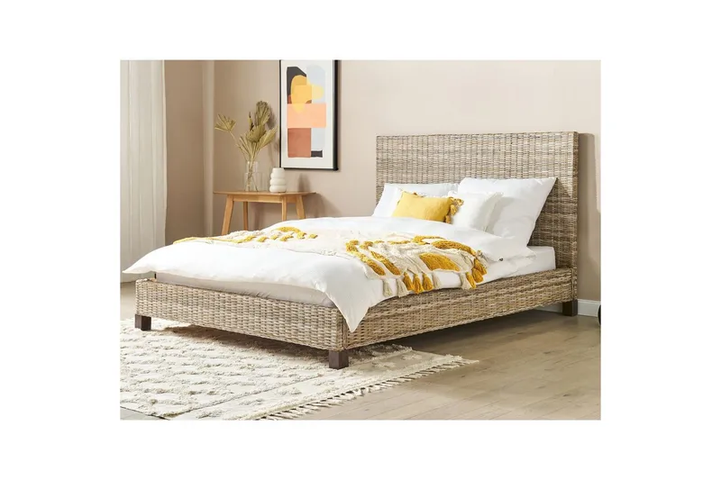 Dubbelsäng Beliani Salbris med lamellram 140x200 cm 160x200 - Huonekalut - Sänky - Sänkykehikot & sängynrungot