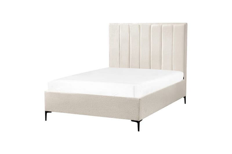 Dubbelsäng Beliani Sezanne med förvaring Beige-Grå-Svart, 140x200 cm White 140x200 - Huonekalut - Sänky - Sänkykehikot & sängynrungot