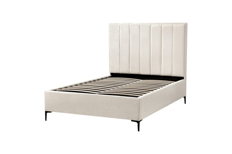 Dubbelsäng Beliani Sezanne med förvaring Beige-Grå-Svart, 140x200 cm White 140x200 - Huonekalut - Sänky - Sänkykehikot & sängynrungot