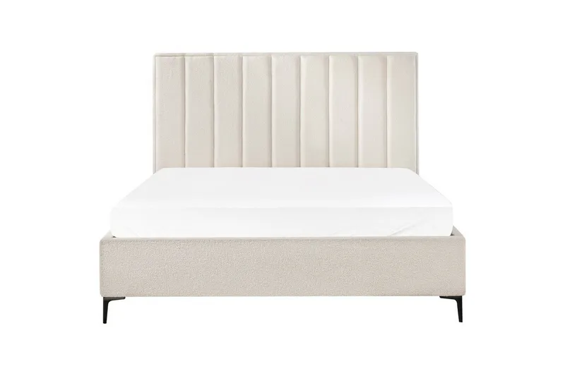 Dubbelsäng Beliani Sezanne med förvaring Beige-Grå-Svart, 140x200 cm White 180x200 - Huonekalut - Sänky - Sänkykehikot & sängynrungot