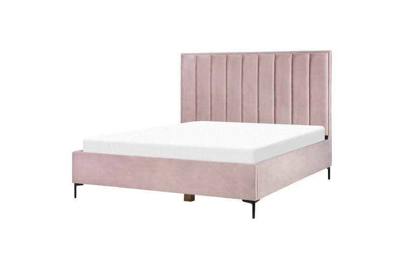 Dubbelsäng Beliani Sezanne med förvaring Beige-Grå-Svart, 140x200 cm Pink 180x200 - Huonekalut - Sänky - Sänkykehikot & sängynrungot