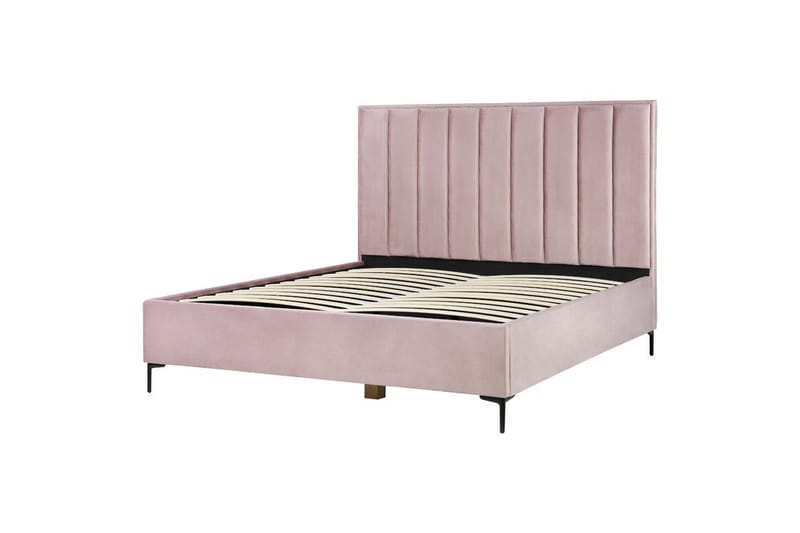 Dubbelsäng Beliani Sezanne med förvaring Beige-Grå-Svart, 140x200 cm Pink 180x200 - Huonekalut - Sänky - Sänkykehikot & sängynrungot