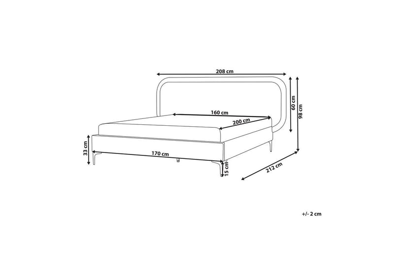 Dubbelsäng Beliani Suzette med lamellram Beige, 140x200 cm Beige 160x200 VALUE_MISSING_3 - Huonekalut - Sänky - Runkopatjasängyt