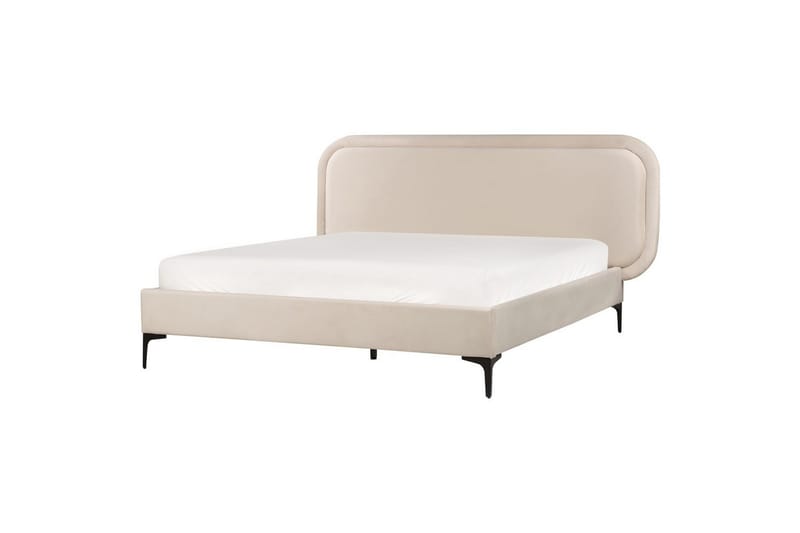 Dubbelsäng Beliani Suzette med lamellram Beige, 140x200 cm Beige 160x200 VALUE_MISSING_3 - Huonekalut - Sänky - Runkopatjasängyt