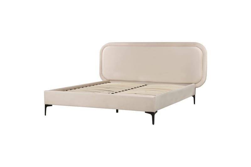 Dubbelsäng Beliani Suzette med lamellram Beige, 140x200 cm Beige 160x200 VALUE_MISSING_3 - Huonekalut - Sänky - Runkopatjasängyt