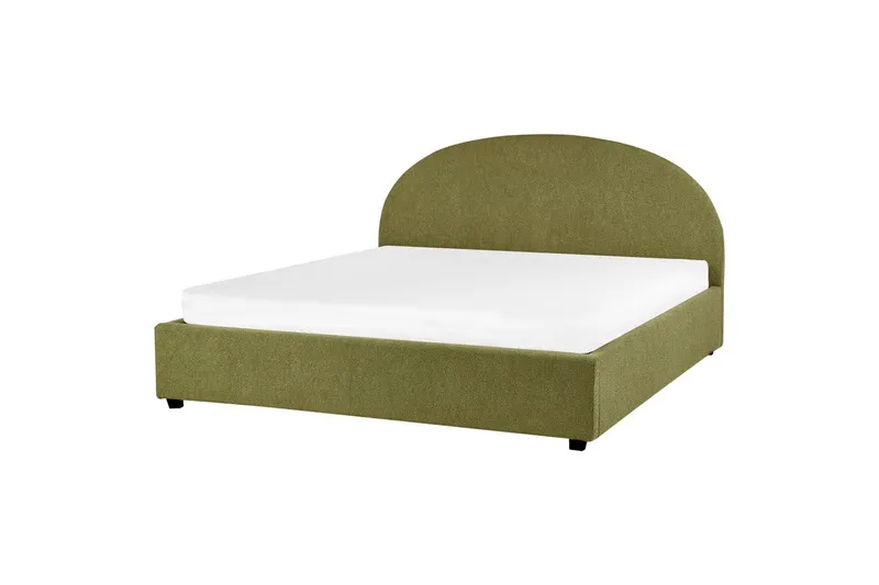Dubbelsäng Beliani Vaucluse med förvaring Beige, 160x200 cm, Polyester Green 180x200 - Huonekalut - Sänky - Sänkykehikot & sängynrungot