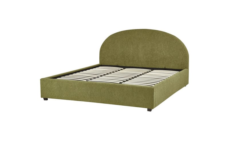 Dubbelsäng Beliani Vaucluse med förvaring Beige, 160x200 cm, Polyester Green 180x200 - Huonekalut - Sänky - Sänkykehikot & sängynrungot