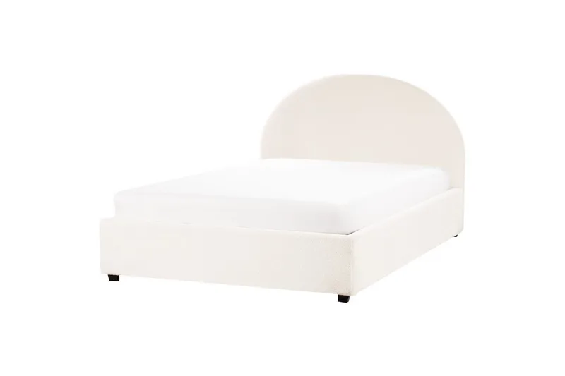 Dubbelsäng Beliani Vaucluse med förvaring Beige, 160x200 cm, Polyester White 140x200 - Huonekalut - Sänky - Sänkykehikot & sängynrungot