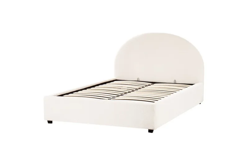 Dubbelsäng Beliani Vaucluse med förvaring Beige, 160x200 cm, Polyester White 140x200 - Huonekalut - Sänky - Sänkykehikot & sängynrungot