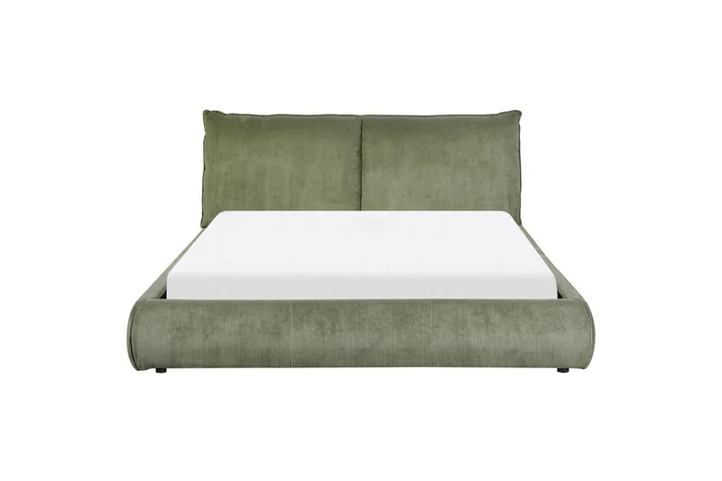 Dubbelsäng Beliani Vinay med lamellram Beige, 160x200 cm Green 160x200 - Huonekalut - Sänky - Runkopatjasängyt