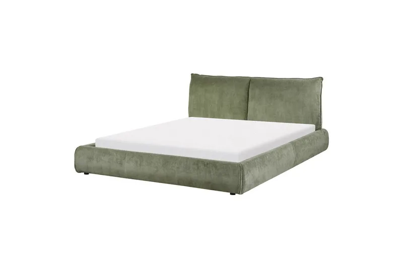 Dubbelsäng Beliani Vinay med lamellram Beige, 160x200 cm Green 160x200 - Huonekalut - Sänky - Runkopatjasängyt