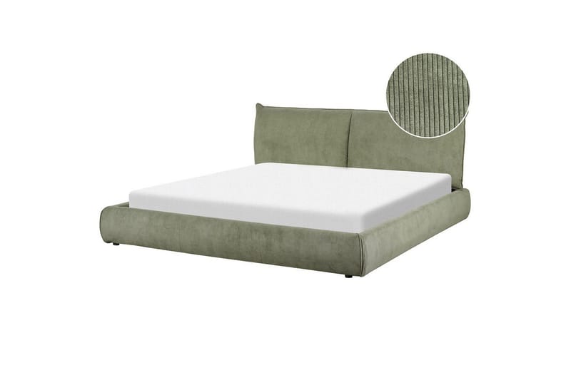Dubbelsäng Beliani Vinay med lamellram Beige, 160x200 cm Green 180x200 - Huonekalut - Sänky - Runkopatjasängyt