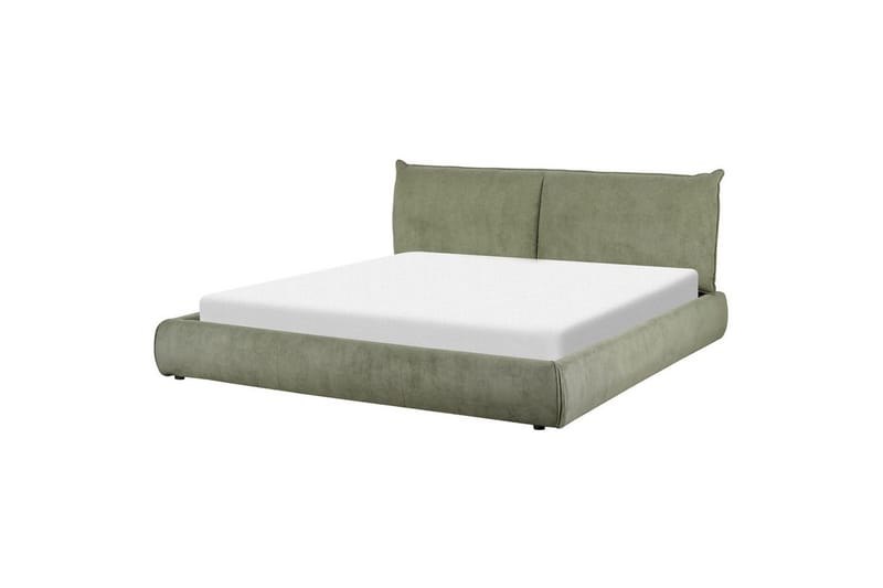 Dubbelsäng Beliani Vinay med lamellram Beige, 160x200 cm Green 180x200 - Huonekalut - Sänky - Runkopatjasängyt