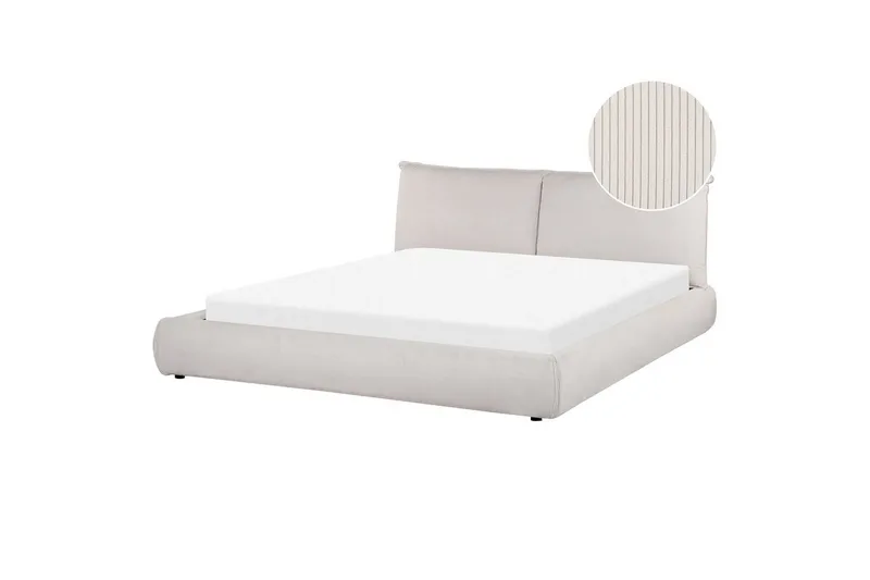 Dubbelsäng Beliani Vinay med lamellram Beige, 160x200 cm Ljusbeige 180x200 - Huonekalut - Sänky - Sänkykehikot & sängynrungot