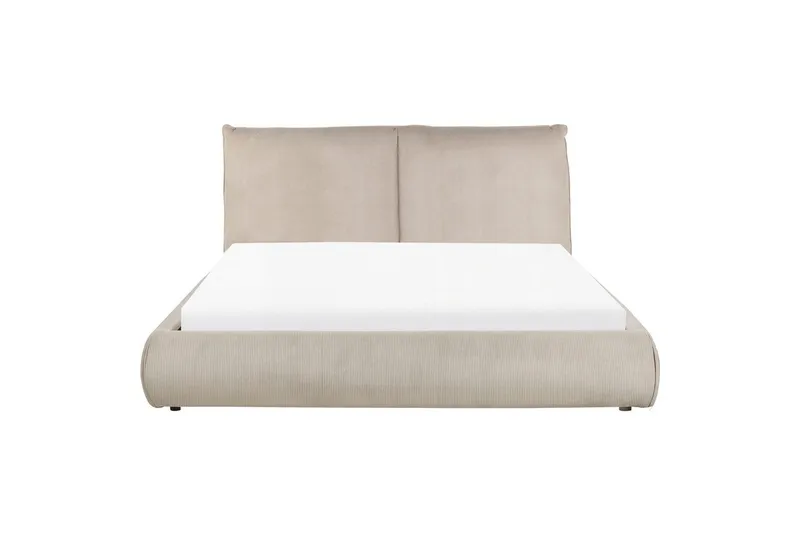 Dubbelsäng Beliani Vinay med lamellram Beige, 160x200 cm Taupe 160x200 - Huonekalut - Sänky - Runkopatjasängyt