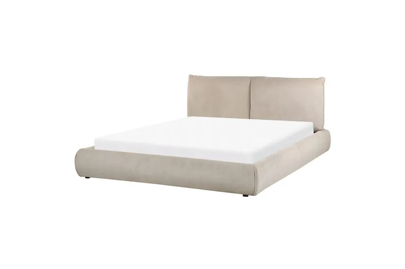 Dubbelsäng Beliani Vinay med lamellram Beige, 160x200 cm Taupe 160x200 - Huonekalut - Sänky - Runkopatjasängyt