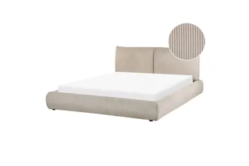 Dubbelsäng Beliani Vinay med lamellram Beige, 160x200 cm Taupe 160x200