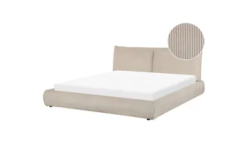 Dubbelsäng Beliani Vinay med lamellram Beige, 160x200 cm Taupe 180x200