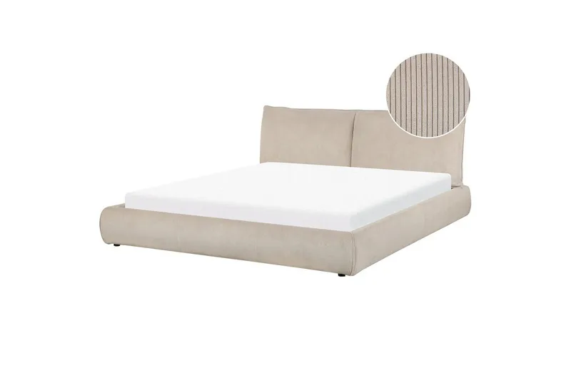 Dubbelsäng Beliani Vinay med lamellram Beige, 160x200 cm Taupe 180x200 - Huonekalut - Sänky - Runkopatjasängyt