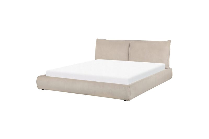 Dubbelsäng Beliani Vinay med lamellram Beige, 160x200 cm Taupe 180x200 - Huonekalut - Sänky - Runkopatjasängyt