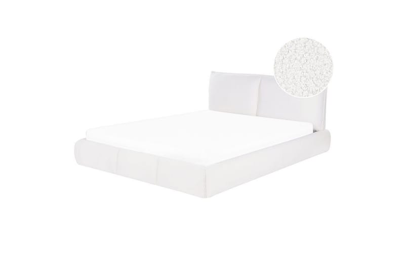 Dubbelsäng Beliani Vinay med lamellram Beige, 160x200 cm White 160x200 - Huonekalut - Sänky - Runkopatjasängyt