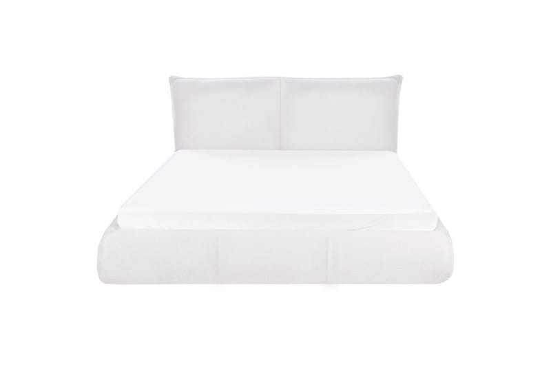 Dubbelsäng Beliani Vinay med lamellram Beige, 160x200 cm White 160x200 - Huonekalut - Sänky - Runkopatjasängyt