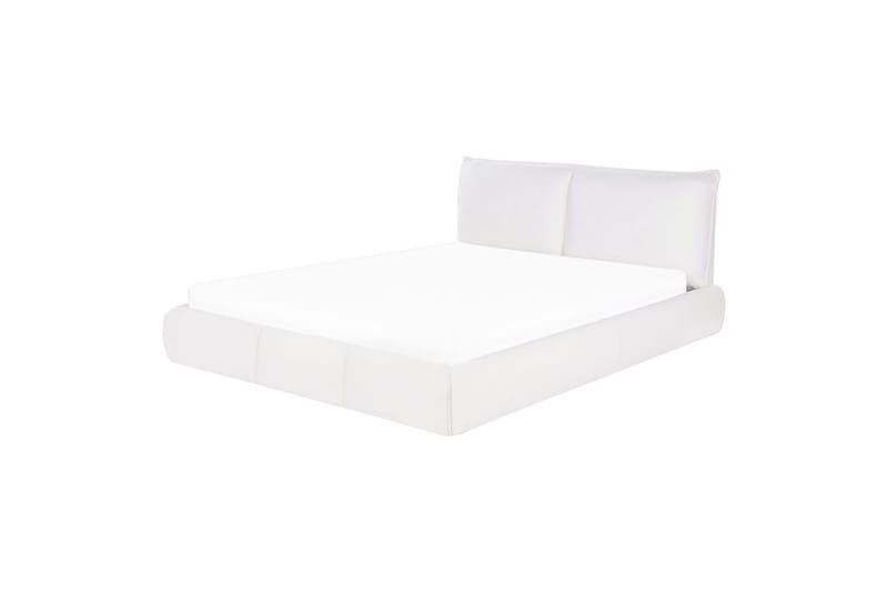 Dubbelsäng Beliani Vinay med lamellram Beige, 160x200 cm White 160x200 - Huonekalut - Sänky - Runkopatjasängyt