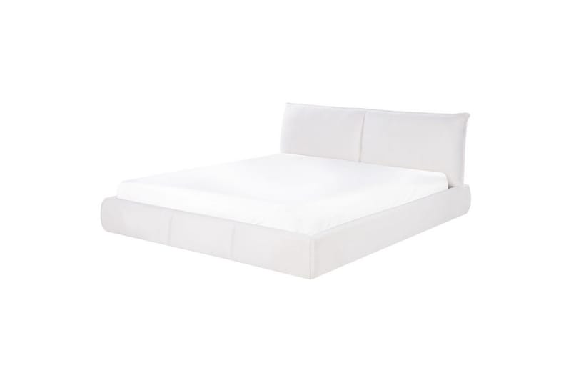 Dubbelsäng Beliani Vinay med lamellram Beige, 160x200 cm White 180x200 - Huonekalut - Sänky - Runkopatjasängyt