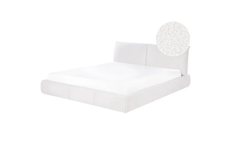 Dubbelsäng Beliani Vinay med lamellram Beige, 160x200 cm White 180x200 - Huonekalut - Sänky - Runkopatjasängyt