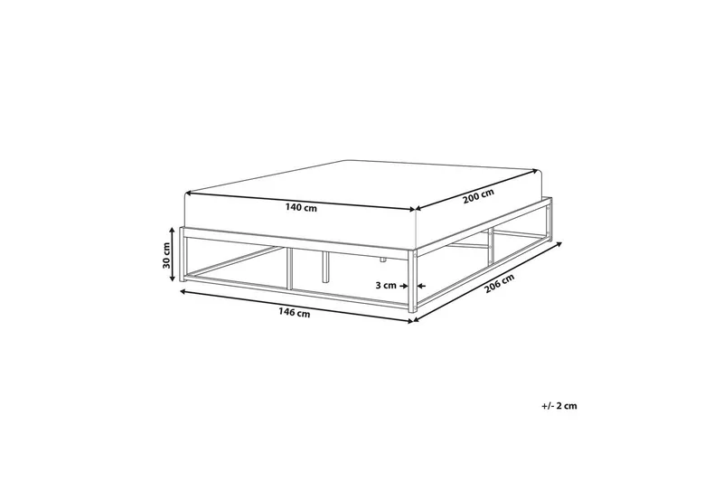 Dubbelsäng Beliani Viry med lamellram Svart, 140x200 cm Black 140x200 - Huonekalut - Sänky - Sänkykehikot & sängynrungot