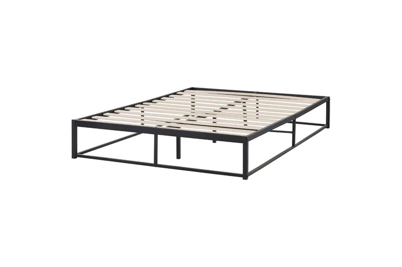 Dubbelsäng Beliani Viry med lamellram Svart, 140x200 cm Black 140x200 - Huonekalut - Sänky - Sänkykehikot & sängynrungot