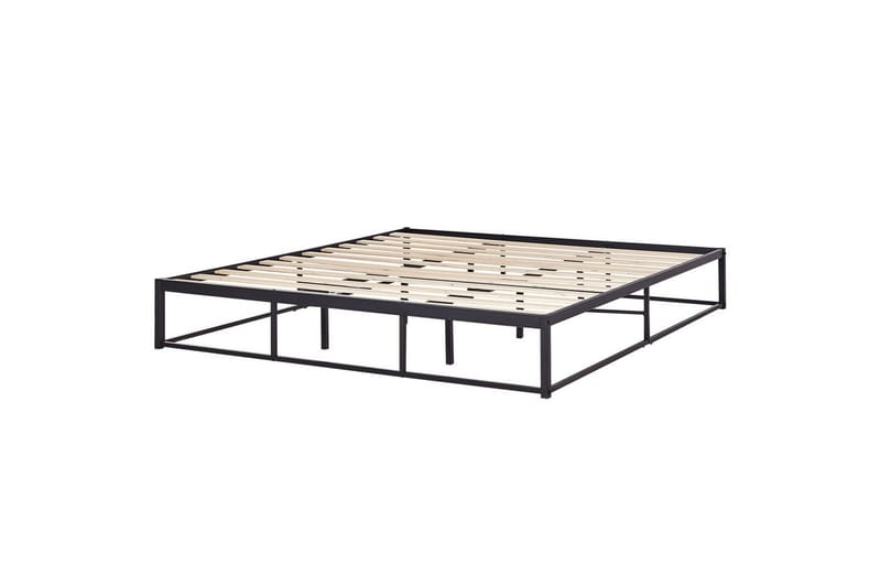 Dubbelsäng Beliani Viry med lamellram Svart, 140x200 cm Black 180x200 - Huonekalut - Sänky - Sänkykehikot & sängynrungot