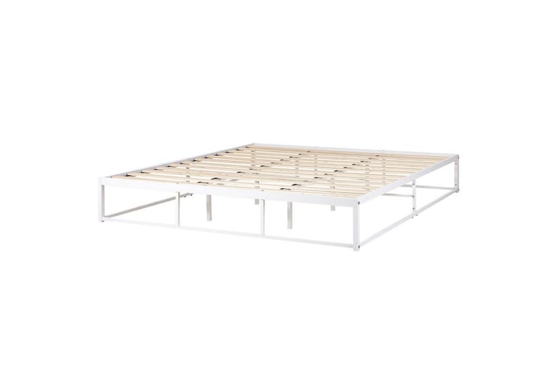 Dubbelsäng Beliani Viry med lamellram Svart, 140x200 cm White 180x200 - Huonekalut - Sänky - Runkopatjasängyt