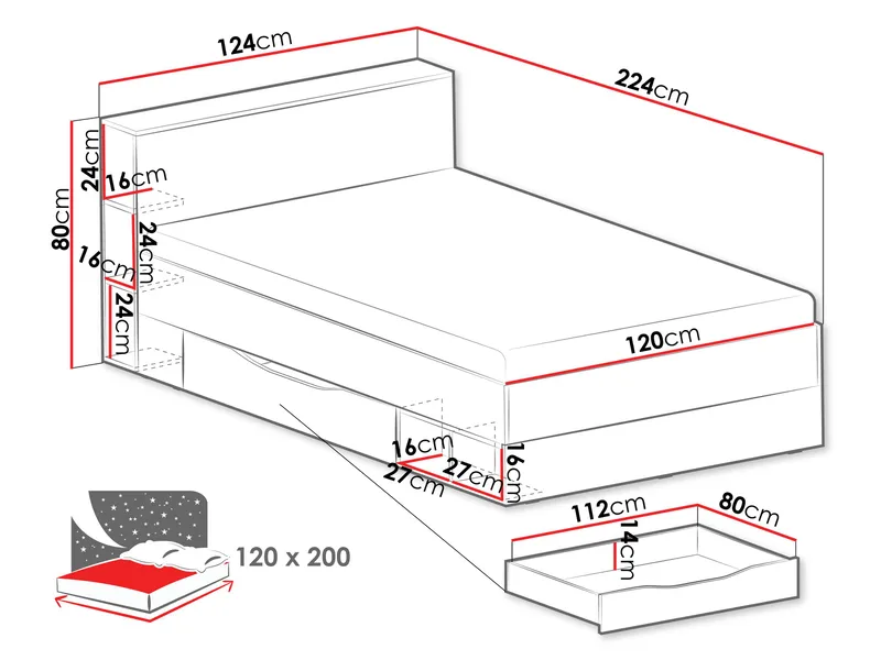 Edson Sängynrunko 120x200 cm - Huonekalut - Sänky - Sänkykehikot & sängynrungot