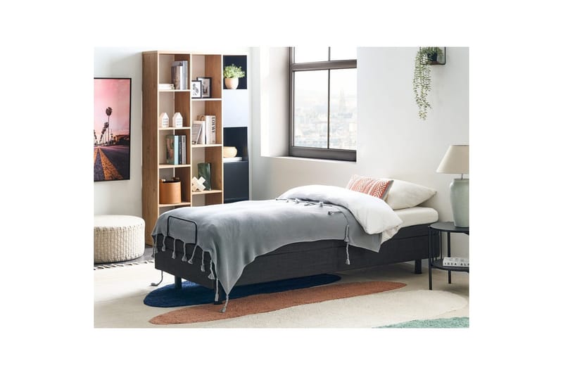 Enkelsäng Beliani Duke Beige-Svart Grey - Huonekalut - Sänky - Yhden hengen sängyt