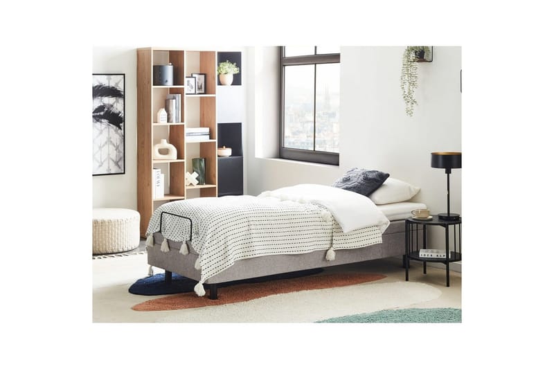 Enkelsäng Beliani Duke II Beige-Svart, 80x200 cm Grey - Huonekalut - Sänky - Yhden hengen sängyt