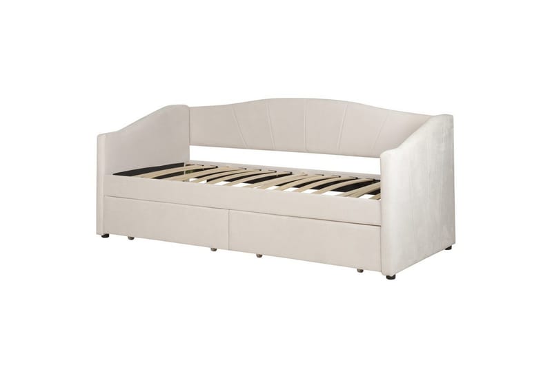 Enkelsäng Beliani Vittel med förvaring Beige Beige - Huonekalut - Sänky - Sänkykehikot & sängynrungot