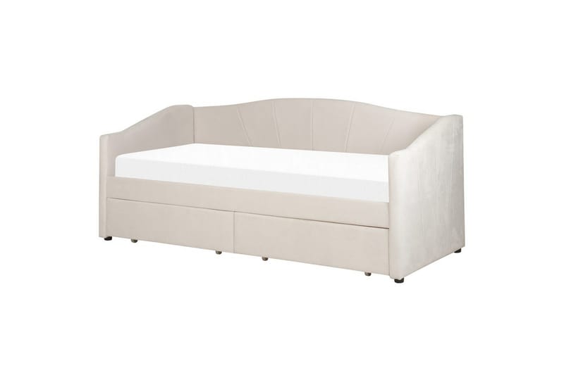 Enkelsäng Beliani Vittel med förvaring Beige Beige - Huonekalut - Sänky - Sänkykehikot & sängynrungot