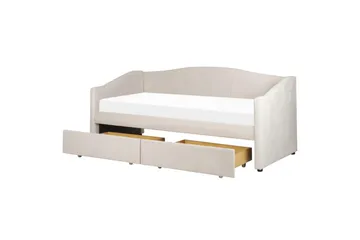Enkelsäng Beliani Vittel med förvaring Beige Beige - Huonekalut - Sänky - Sänkykehikot & sängynrungot