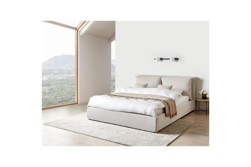 Förvaringssäng Beige 160x200 - Huonekalut - Sänky - Sänkykehikot & sängynrungot