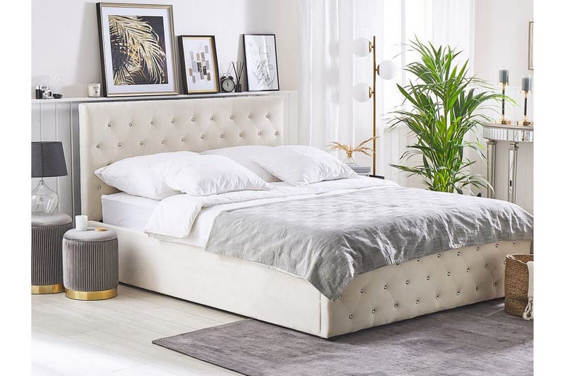 Förvaringssäng Beige - Huonekalut - Sänky - Sänkykehikot & sängynrungot