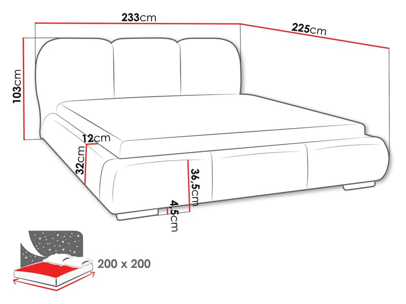 Fito sängynrunko säilytystilalla 200x200 cm - minttu - Huonekalut - Sänky - Sänkykehikot & sängynrungot