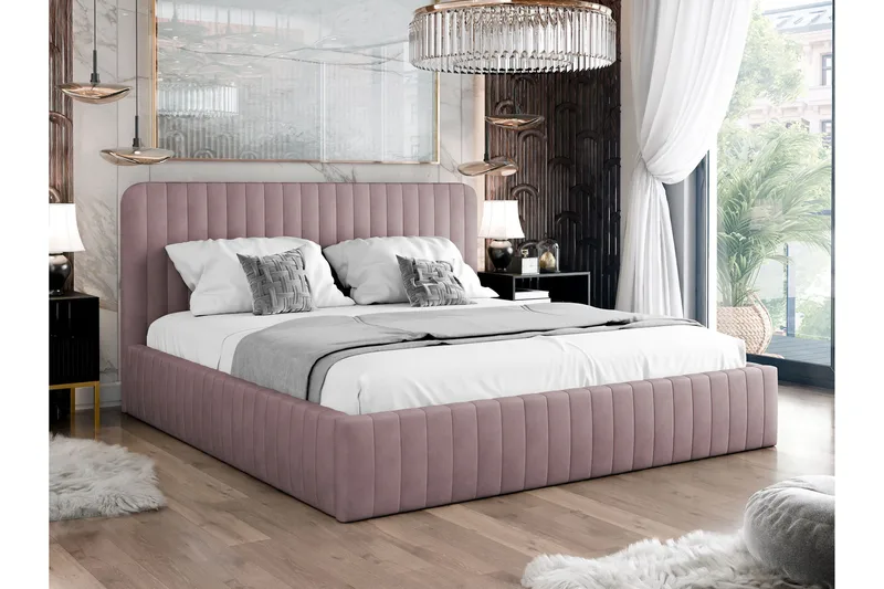 Flanna sängrungot 140x200 cm - Vaaleanpunainen - Huonekalut - Sänky - Sänkykehikot & sängynrungot