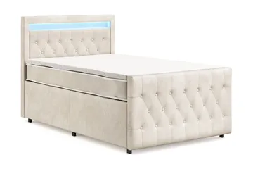 Franco Light täydellinen sänkypaketti säilytystilalla ja LED-valaistuksella 120x200 cm - Beige - Huonekalut - Sänky - Sänkypaketti